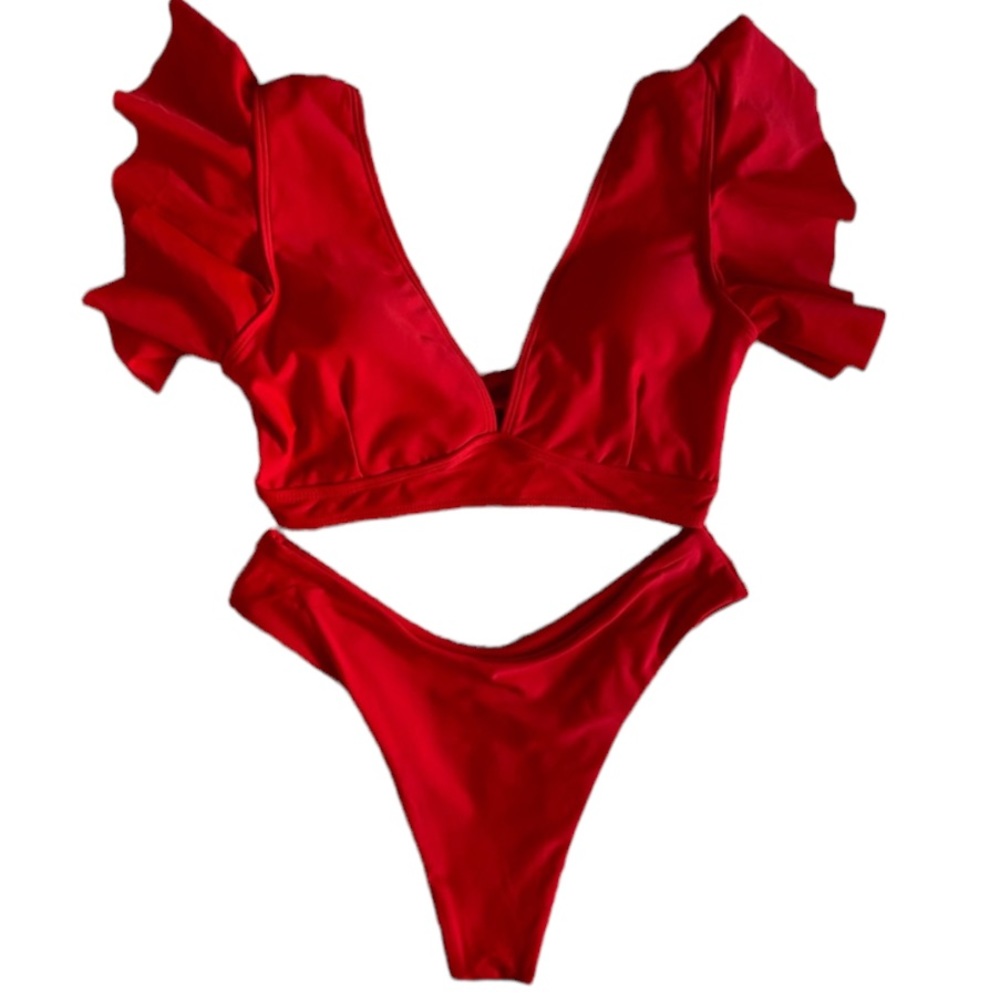 Gorgeous RED bikini high cut very cheeky sexy bottoms U back size medium NWT
